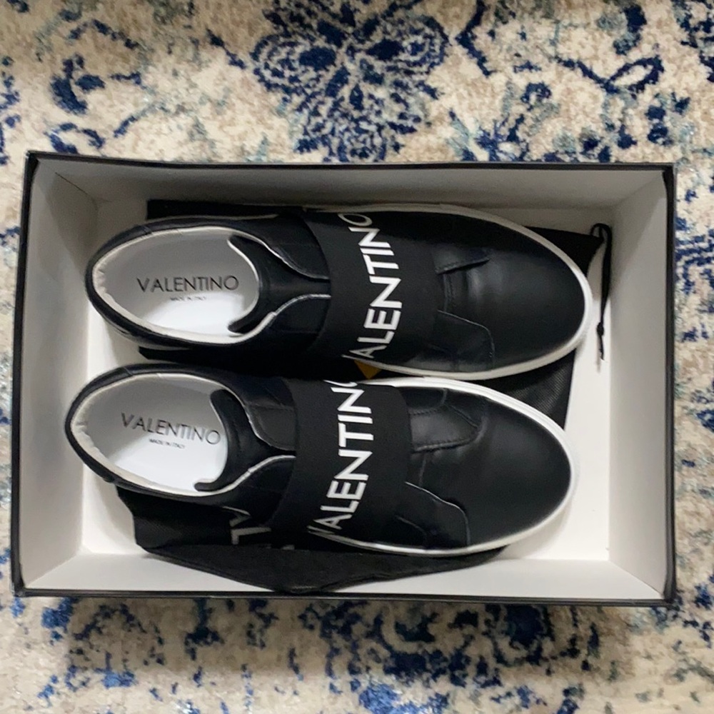 Valentino slip on black sneakers size 10